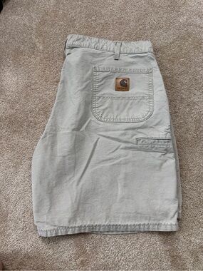 Carhartt khaki Work Utility Shorts with Back Pocket Patch